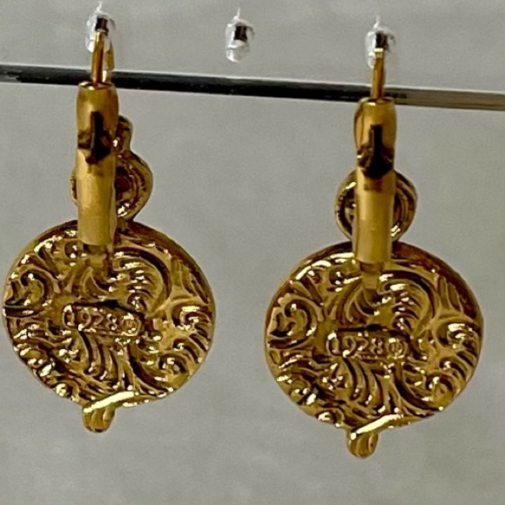 Elegant Vintage Antique Gold Tone Pierced Pearl Drop Earrings - Picture 9 of 11